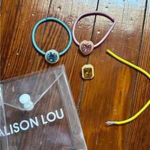 Alison Lou Pastel Gem Heart and Round Hair Ties - Blue, Pink, Yellow